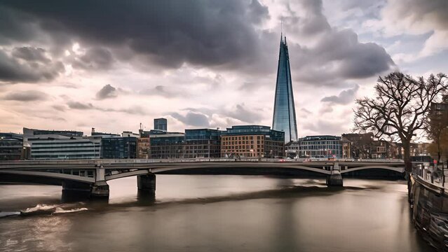 The Shard, London's tallest building, seen from the south bank of the River Thames