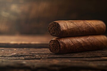 Fototapeta na wymiar Artisanal Cigar Over Rustic Wood: Detail and Texture Highlight