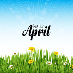 hello april vector illustration background. it is suitable for card, banner, or poster - obrazy, fototapety, plakaty