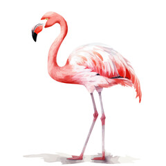 Watercolor of a flamingo vector illustration, isolated on a white background,  painting clipart, design Graphic.
