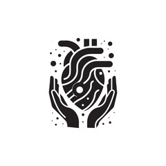 Human Heart Silhouette Vector: Anatomical Symbol of Life, Love, and Vitality in Simplified Form- Human heart vector stock.