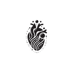 Human Heart Silhouette Vector: Anatomical Symbol of Life, Love, and Vitality in Simplified Form- Human heart vector stock.
