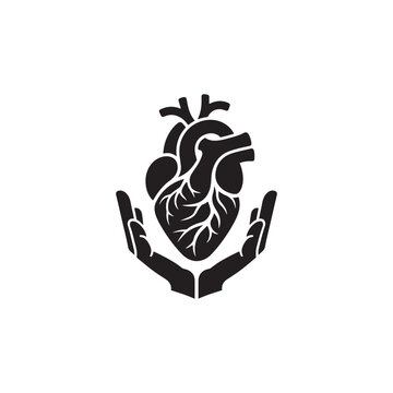 Human Heart Silhouette Vector: Anatomical Symbol of Life, Love, and Vitality in Simplified Form- Human heart vector stock.