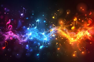 Colorful Background With Musical Notes