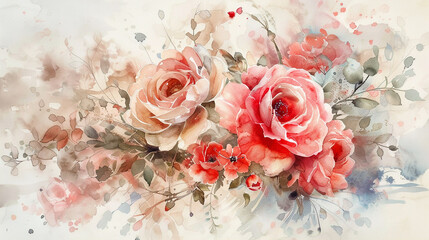 Elegant floral arrangements in a watercolor style , - obrazy, fototapety, plakaty