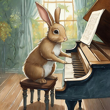 피아노치고있는 토끼