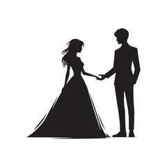 Silhouette of Couple Holding Hands: Symbolizing Love, Connection, and Togetherness in Vector Form- romantic couple vector stock.