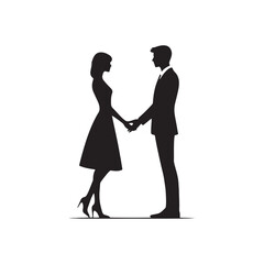 Silhouette of Couple Holding Hands: Symbolizing Love, Connection, and Togetherness in Vector Form- romantic couple vector stock.