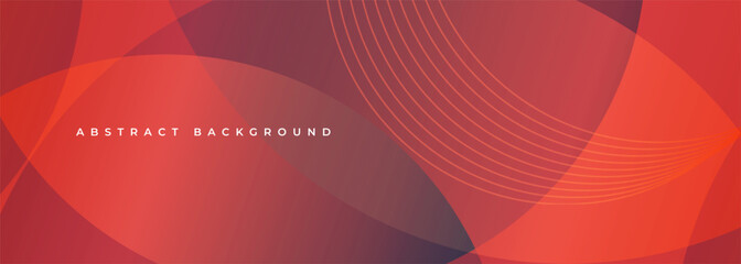 Abstract modern red background with circles and circular stripes. Wide vector illustration graphic design banner template.