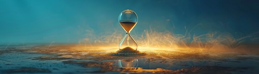 An hourglass with sand running out, symbolizing the despair of time slipping away,