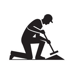 Labor Silhouette Vector: Illustrating the Diverse Workforce and Professions in Simplified Form-Working Labor vector stock.