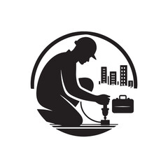 Labor Silhouette Vector: Illustrating the Diverse Workforce and Professions in Simplified Form-Working Labor vector stock.