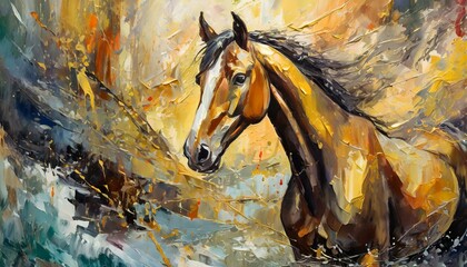horse in water - obrazy, fototapety, plakaty