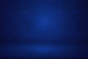 Digital blue backdrop, abstract 3d empty blue grunge gradient room studio background vector illustration design for backdrop for display product