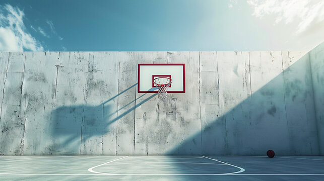 minimalist basketball court in pastel colors