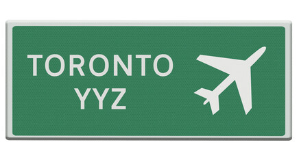 Digital composition. .Road sign for Toronto YYZ airport. . PNG file. .