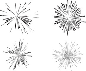 Set vettoriale di esplosioni di stella in bianco e nero - obrazy, fototapety, plakaty