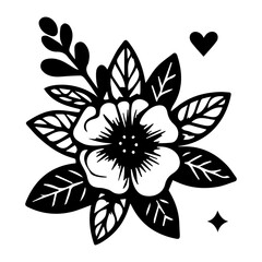 Black and white flower - vector illustrations