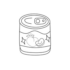 line drawing of peaches in a can