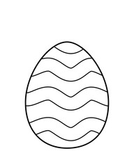 Coloring page Easter egg with waves. Black and white egg. Vector.