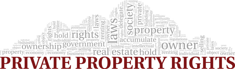 Private Property Rights word cloud conceptual design isolated on white background.