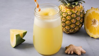 fresh organic pineapple and pomelo with ginger juice asian detox drink