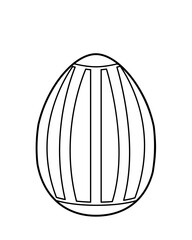 Coloring page striped Easter egg. Black and white egg. Vector.