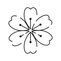 Spring flowers line icon. Forest fern eucalyptus art foliage natural leaves herbs. Decorative beauty elegant illustration for design hand drawn flower