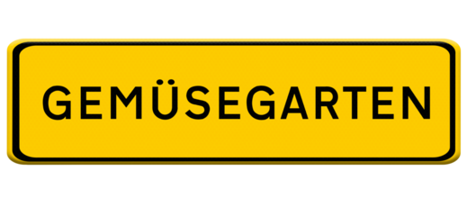 Deutscher Ort Straßenschild “Gemüsegarten”.PNG file.