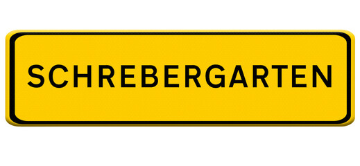 Deutscher Ort Straßenschild “Schrebergarten”.PNG file.