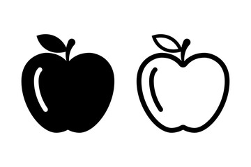 Apple icon set. Apple symbols illustration. Apple flat and line icon vector.