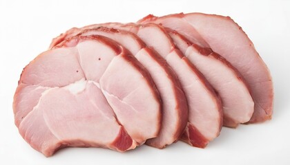 fresh pork sliced on white background