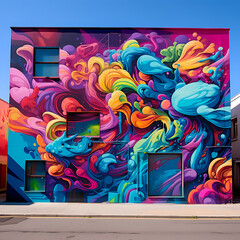 A vibrant street art mural. 