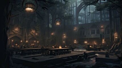 Obraz premium Interior of the church of the holy sepulchre. AI generated art illustration.