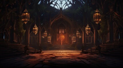 Fototapeta premium Interior of the church of the holy sepulchre. AI generated art illustration.