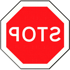 Red Stop road sign. Back to front. PNG file