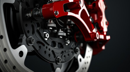 A heavy-duty brake caliper, with multiple pistons and heat-resistant pads, providing reliable stopping power - obrazy, fototapety, plakaty
