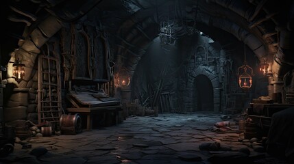 Interior of the church of the holy sepulchre. AI generated art illustration.