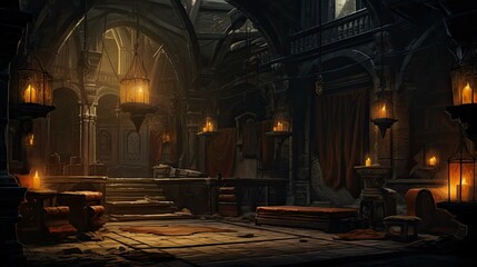 Obraz premium Interior of the church of the holy sepulchre. AI generated art illustration.