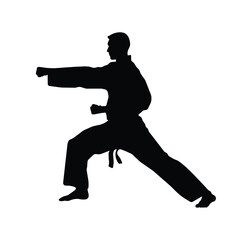 Fototapeta na wymiar Athletes Judo Karate. Silhouette of a person playing Judo Karate on a white background. Graphics for designers and for decorating their work. Vector illustration.