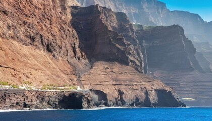 los gigantes cliffs nature landmark and resorts in south tenerife island spain