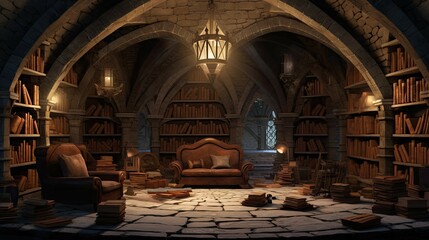 Obraz premium Old cellar. AI generated art illustration.