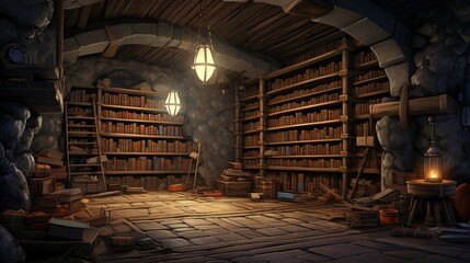 Old cellar. AI generated art illustration.