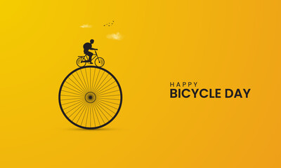 World Bicycle Day, Bicycle day creative design for social media banner, poster 3D Illustration