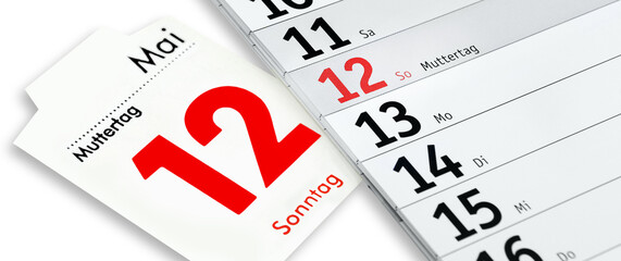 Deutscher Kalender Datum 12. Mai  2024 Sonntag Muttertag