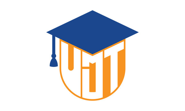UDT initial letter academic logo design vector template. school college logo, university logo, graduation cap logo, institute logo, educational logo, library logo, teaching logo, book shop, varsity	

