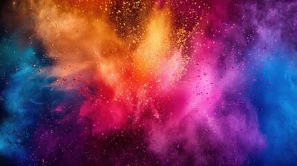 Abstract colorful powder explosion of vibrant colors - obrazy, fototapety, plakaty