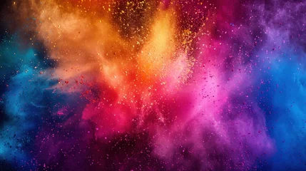 Foto op Canvas Abstract colorful powder explosion of vibrant colors © Yash