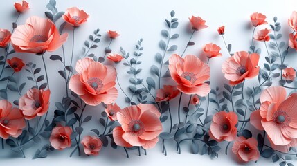 paper cut Red flower background