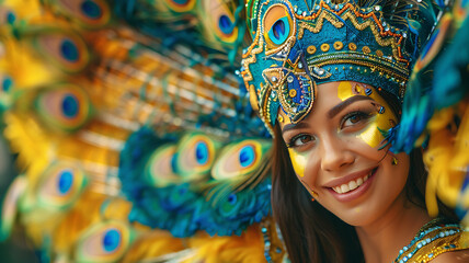 latina woman dressed in carnival, carnival concept, celebration